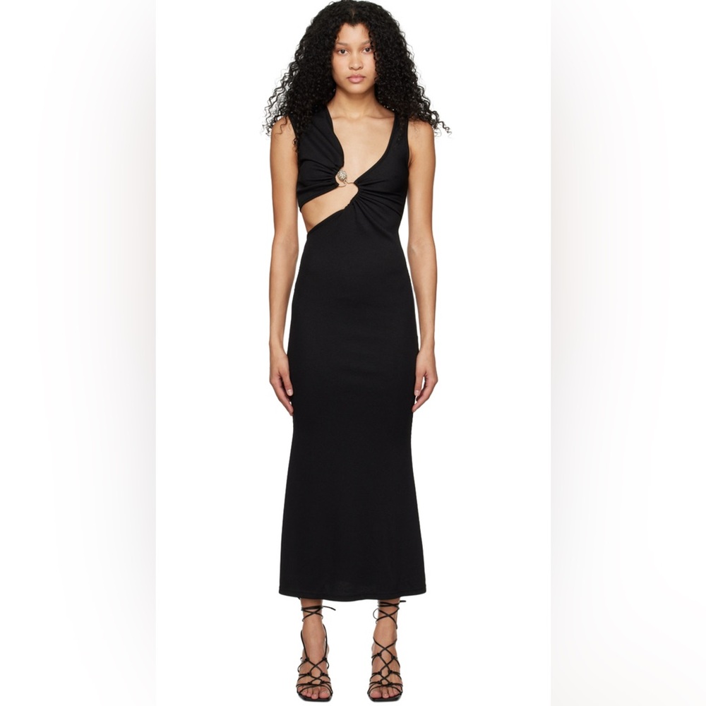 Christopher Esber Black Serpentine Crystal Stoned Tank Dress